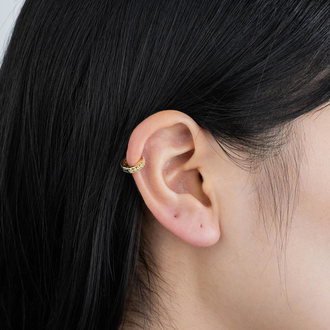 Dainty Gold Hoop Earrings with Cubic Zircon | Classic Elegant Style | Soria Jewelry