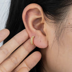 Load image into Gallery viewer, Dainty Gold Hoop Earrings with Cubic Zircon | Classic Elegant Style | Soria Jewelry
