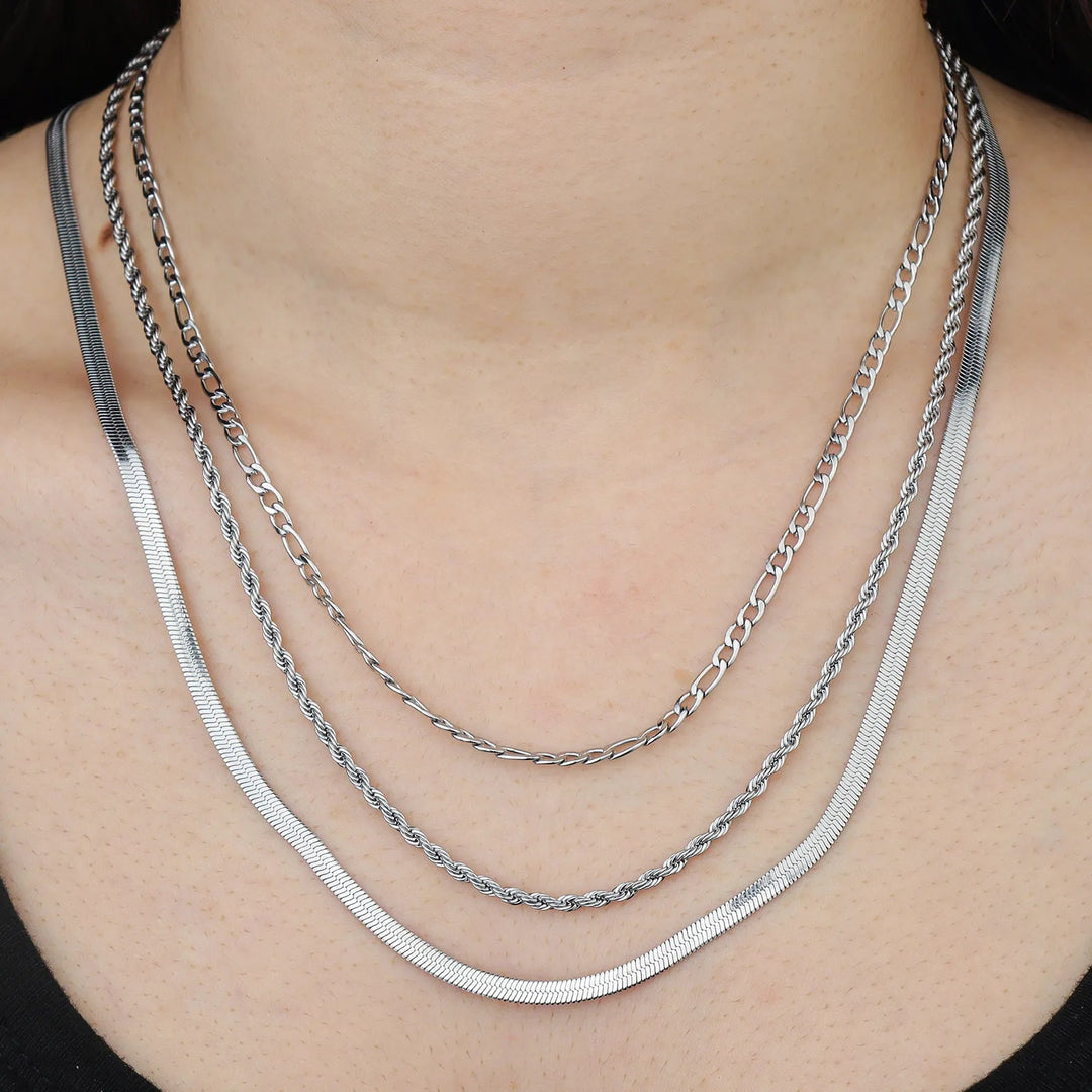3 Layer Necklace for Women | Dainty Cuban Link Chain Necklace | Soria Jewelry
