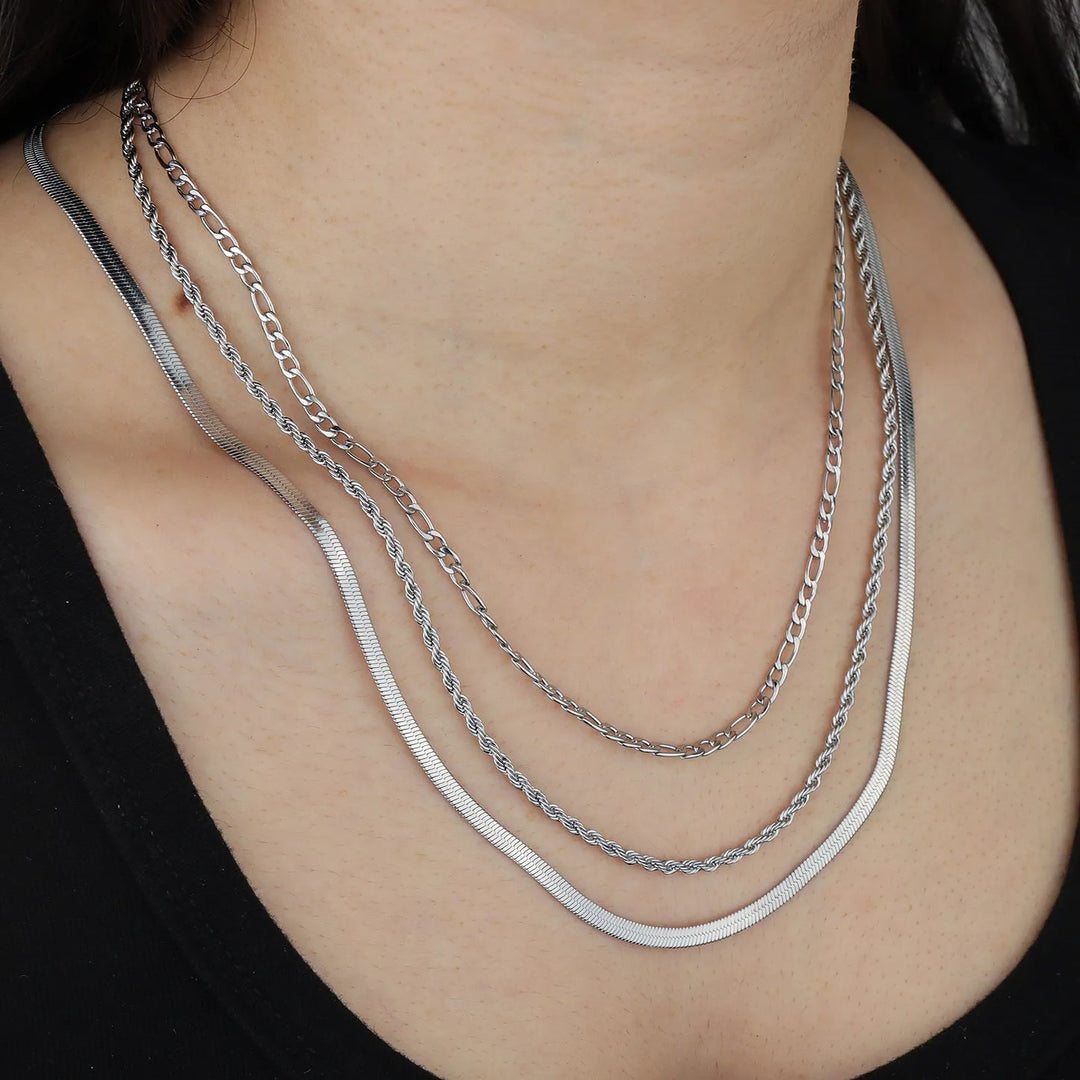 3 Layer Necklace for Women | Dainty Cuban Link Chain Necklace | Soria Jewelry