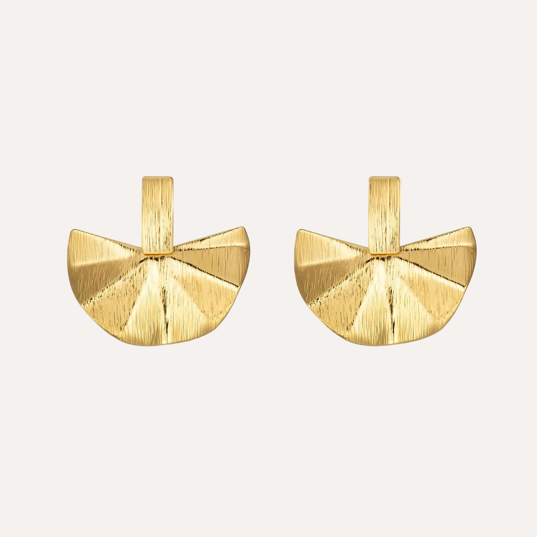 Drop Earrings with Gold Tone Half Circle Fan Design for Women | Soria Jewelry