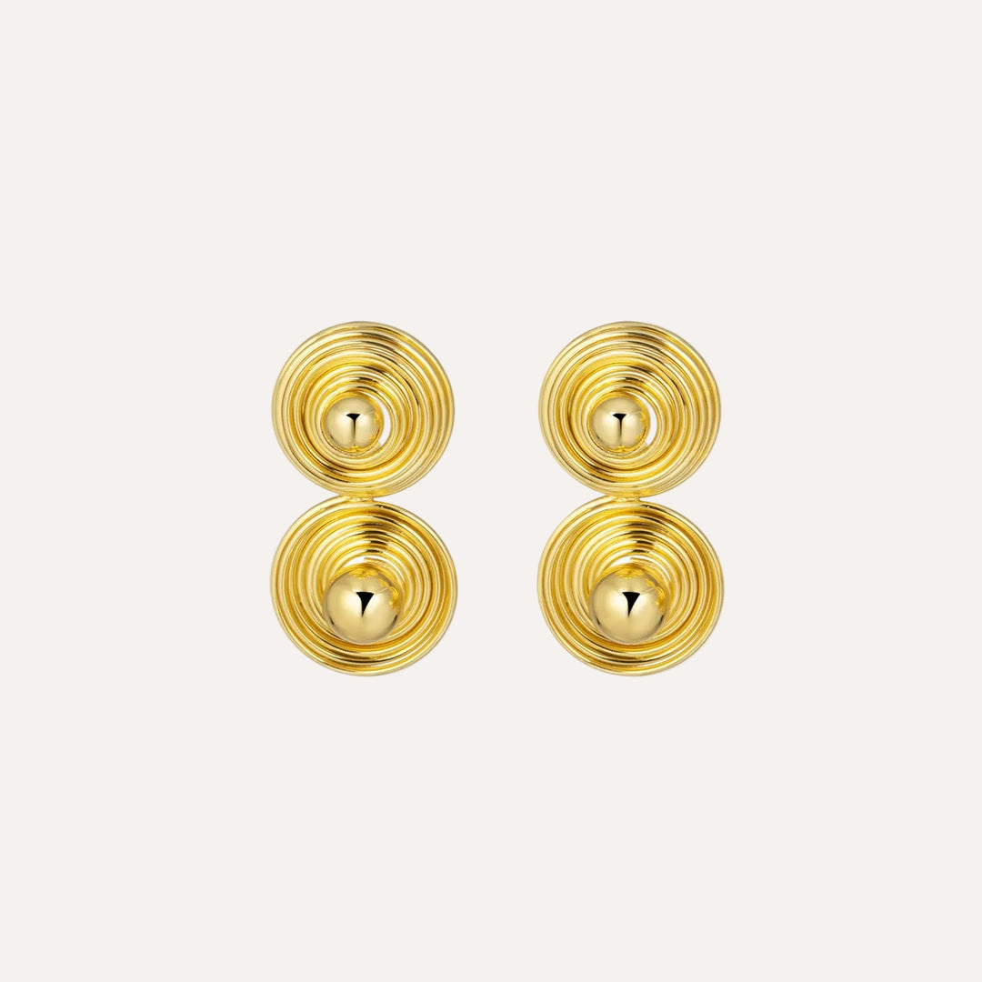 Drop Earrings with Gold Tone Round Spiral Circle for Women | Soria Jewelry