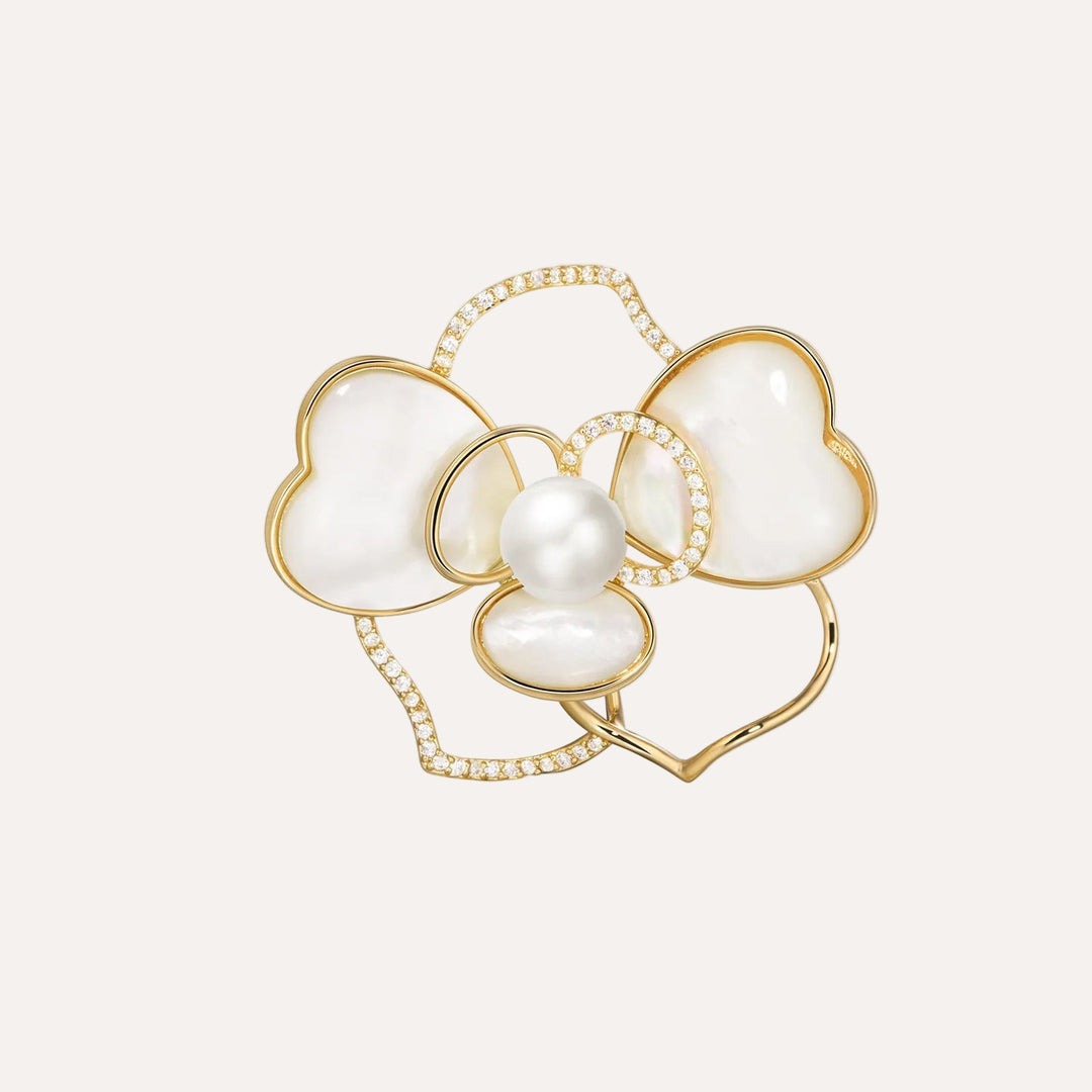 Flower Brooch for Women | Elegant Mother of Pearl Design | Soria Jewelry