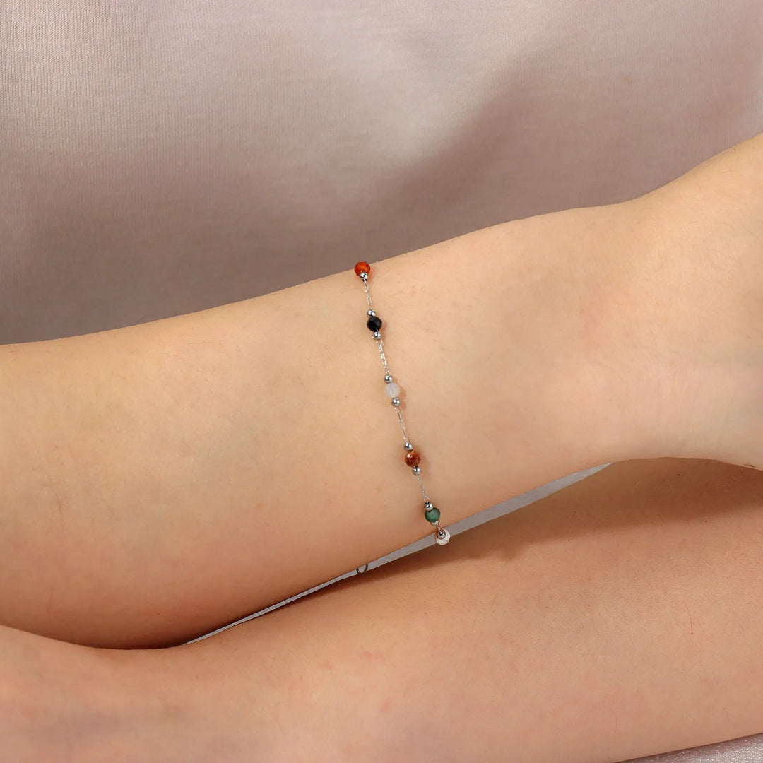 Beaded Bracelet for Women | Fashion Silver Chain and Adjustable Design | Soria Jewelry