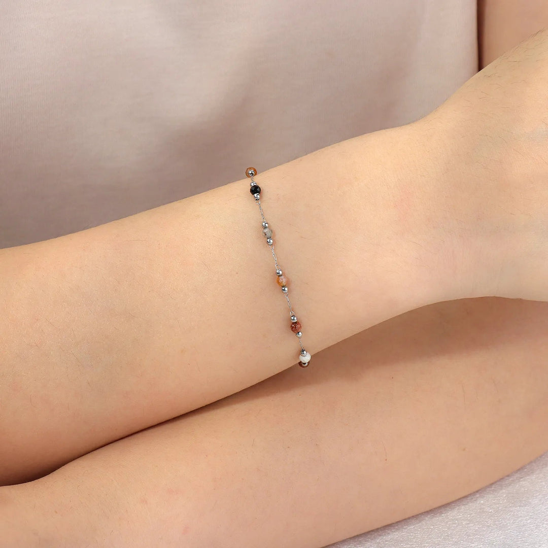 Beaded Bracelet for Women | Fashion Silver Chain and Adjustable Design | Soria Jewelry