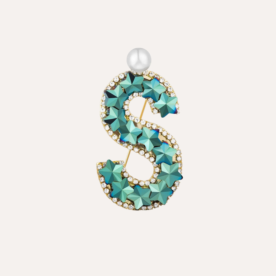 Letter Brooch for Women | Crystal Pearl Luxury Jewelry | Soria Jewelry