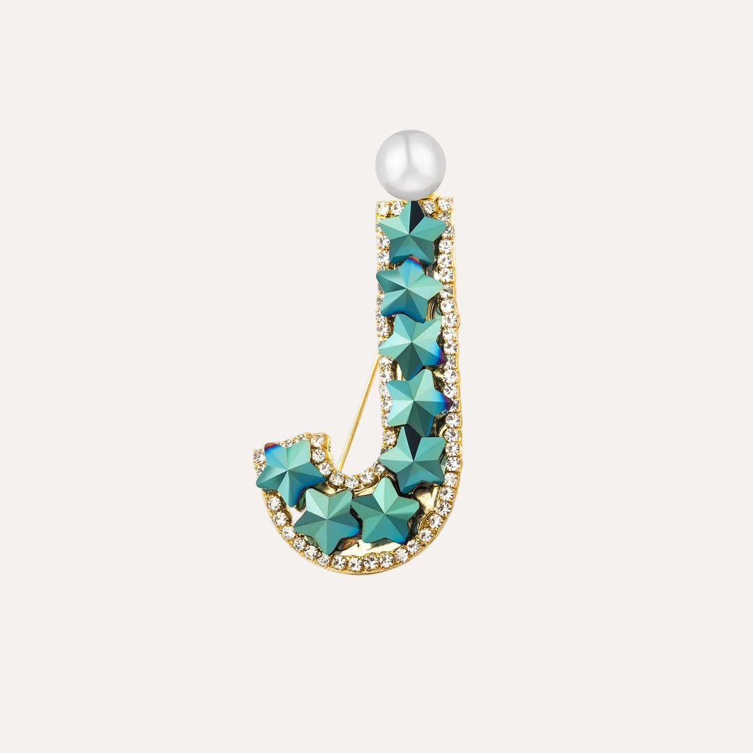 Letter Brooch for Women | Crystal Pearl Luxury Jewelry | Soria Jewelry