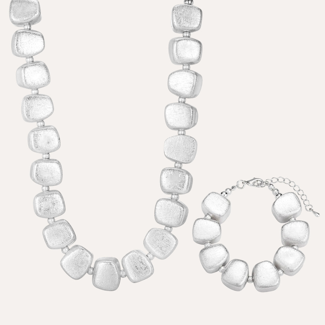 Chunky Square Necklace Bracelet Set for Women | Soria Jewelry