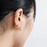 Load image into Gallery viewer, CZ Hoop Stud Earrings for Women | Fashion Dainty Jewelry | Soria Jewelry
