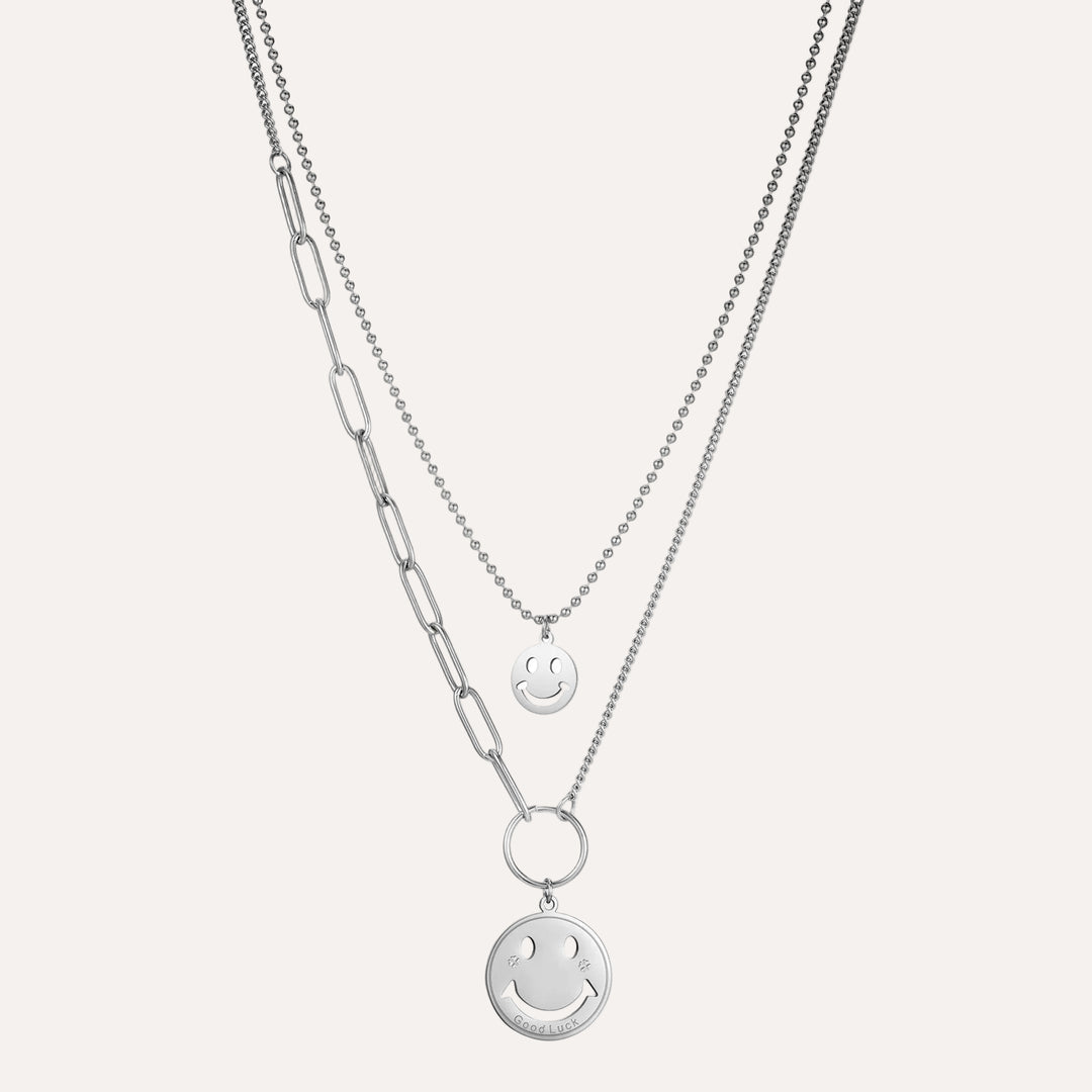 Double Layer Necklace for Women | Fashion Smiley Pendant Design | Soria Jewelry
