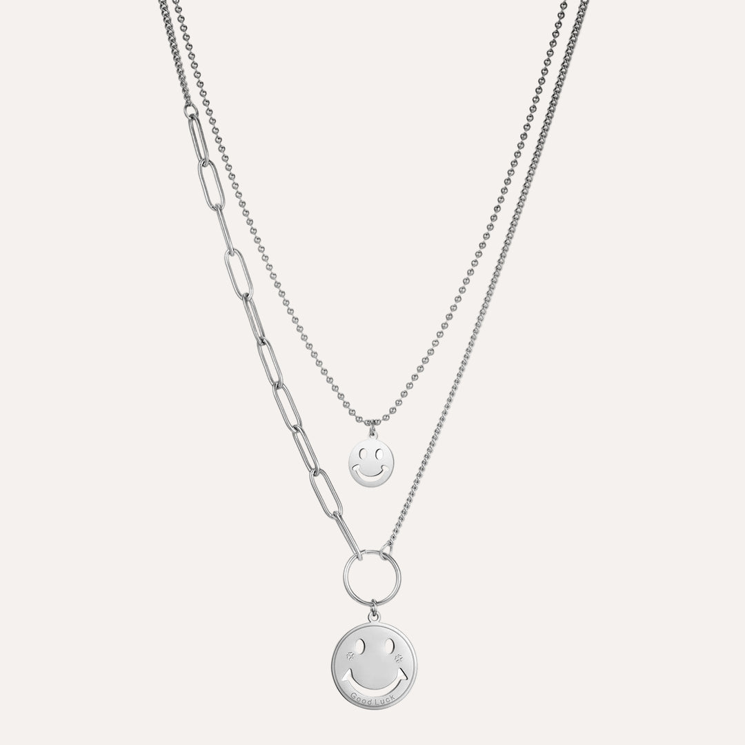 Double Layer Necklace for Women | Fashion Smiley Pendant Design | Soria Jewelry