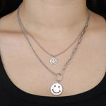 Load image into Gallery viewer, Double Layer Necklace for Women | Fashion Smiley Pendant Design | Soria Jewelry
