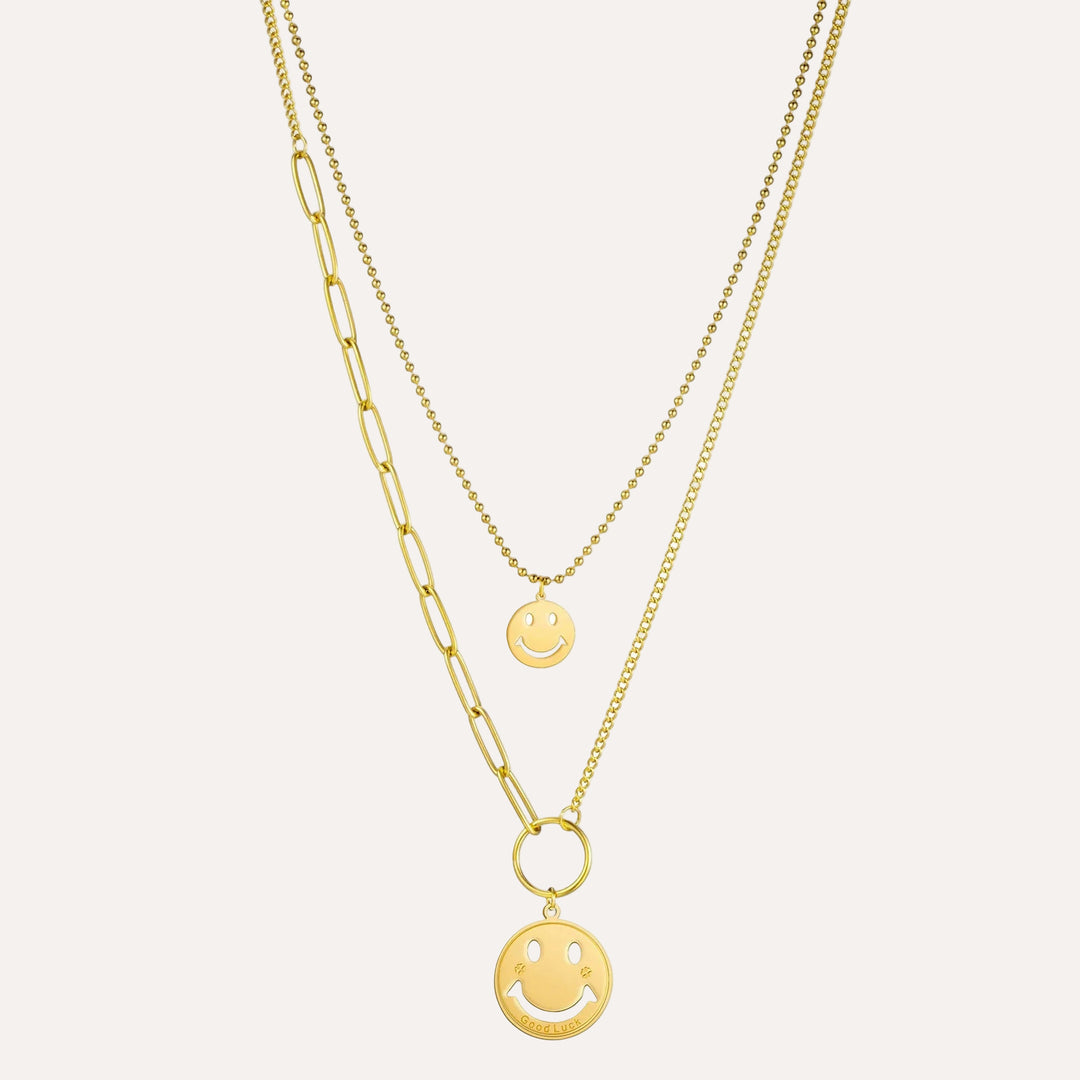 Double Layer Necklace for Women | Fashion Smiley Pendant Design | Soria Jewelry