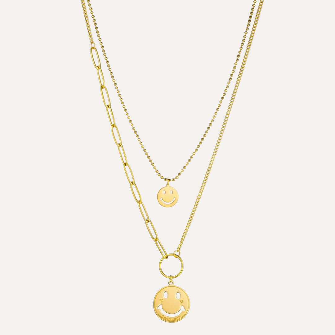 Double Layer Necklace for Women | Fashion Smiley Pendant Design | Soria Jewelry