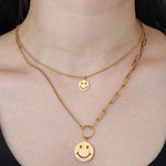 Load image into Gallery viewer, Double Layer Necklace for Women | Fashion Smiley Pendant Design | Soria Jewelry
