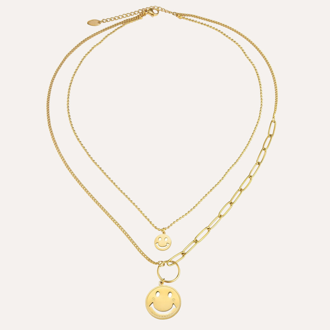 Double Layer Necklace for Women | Fashion Smiley Pendant Design | Soria Jewelry