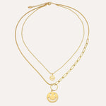 Load image into Gallery viewer, Double Layer Necklace for Women | Fashion Smiley Pendant Design | Soria Jewelry

