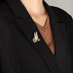 Load image into Gallery viewer, Gold Initial M Brooch for Women | Fashion Elegant Pearl Pin | Soria Jewelry
