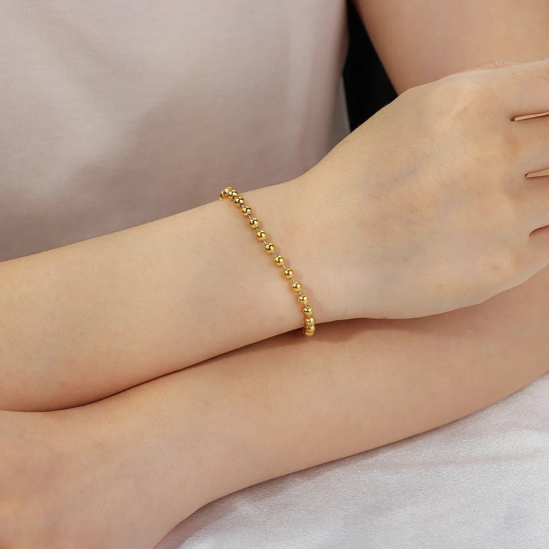 Gold Bead Bracelet for Women | Minimalist Adjustable Ball Chain Bracelet | Soria Jewelry