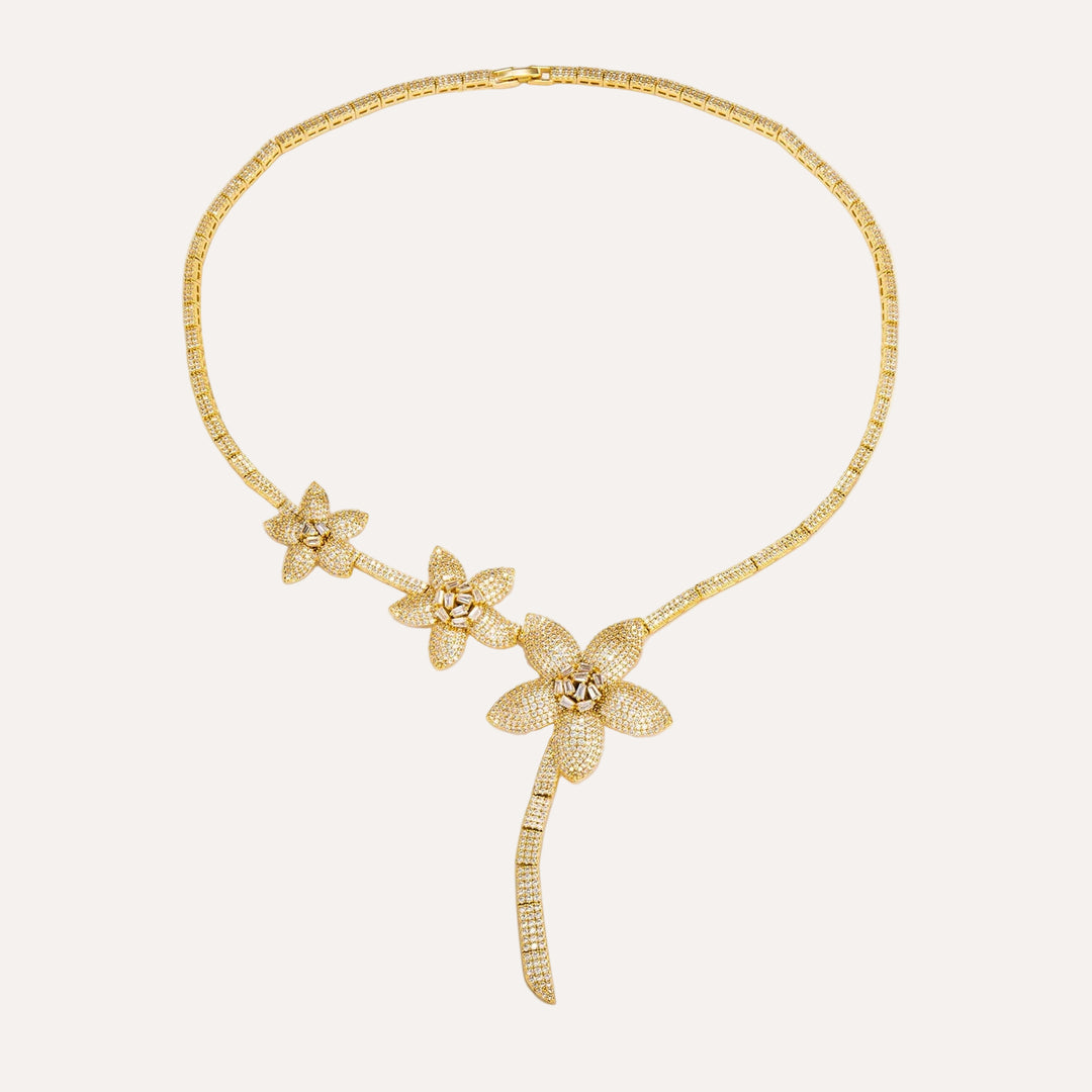 Flower Necklace Earrings Set for Women | Fashion Chain Design | Soria Jewelry