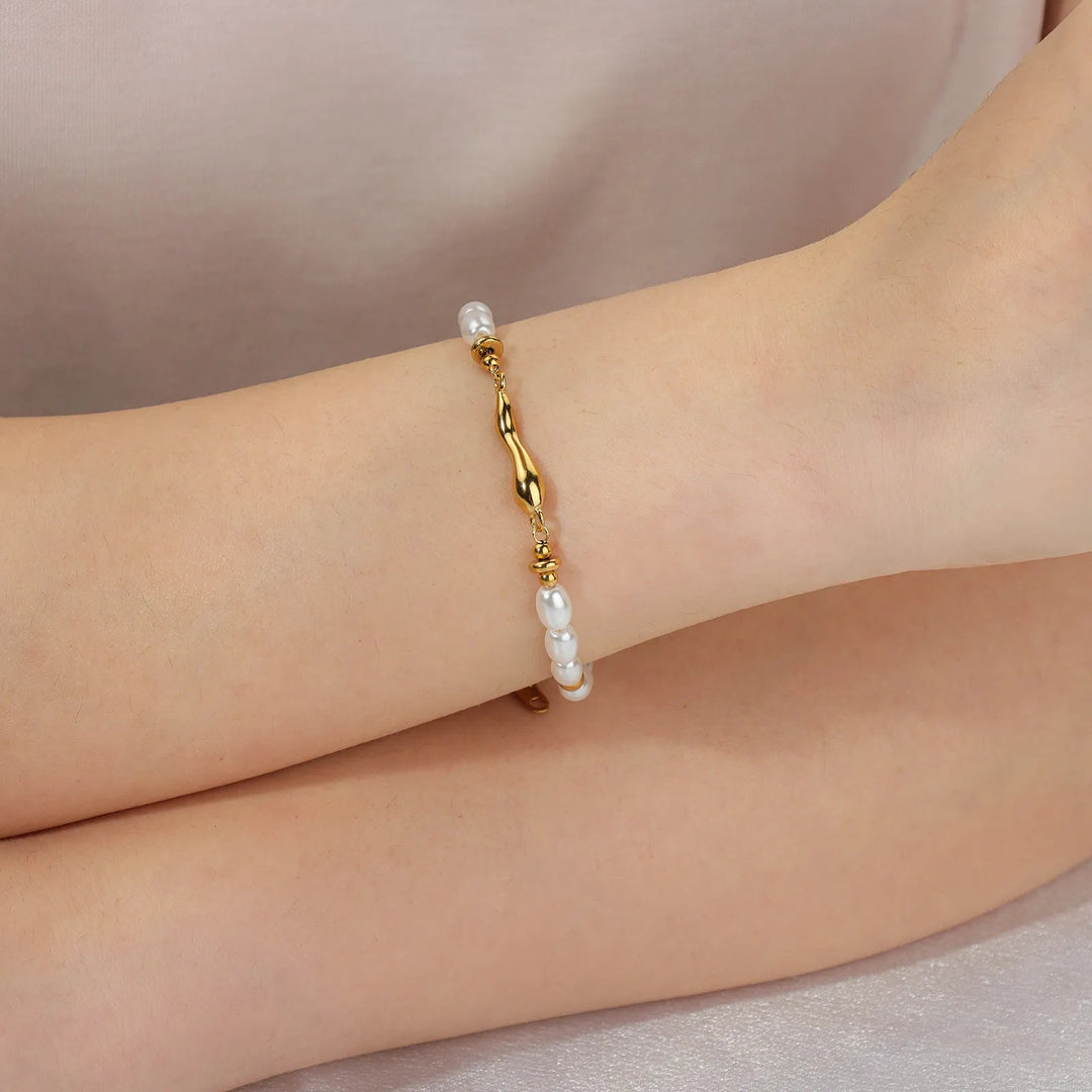 Gold Bracelet for Women | Fashion Pearl Adjustable Bracelet | Soria Jewelry