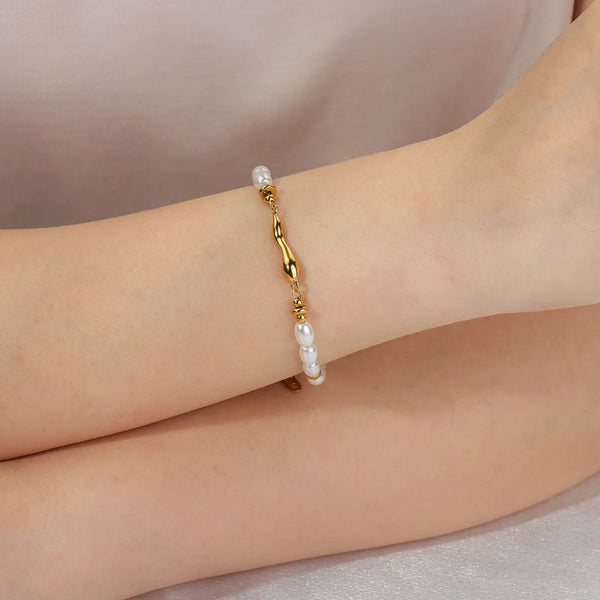 Gold Bracelet for Women | Fashion Pearl Adjustable Bracelet | Soria Jewelry