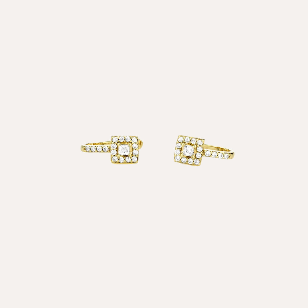 Square CZ Ear Cuffs for Women | Fashion Clip on Earrings | Soria Jewelry