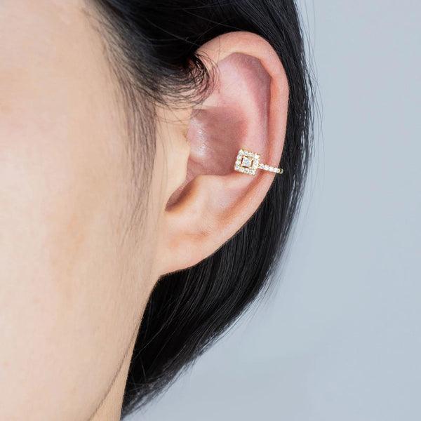 Square CZ Ear Cuffs for Women | Fashion Clip on Earrings | Soria Jewelry