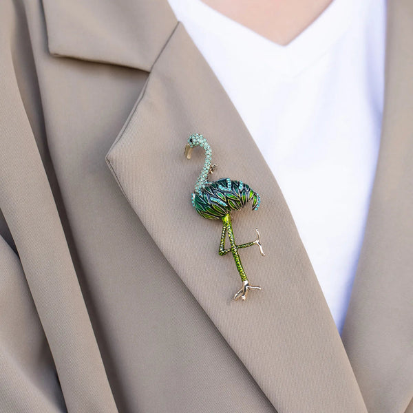 Flamingo Brooch Pin Cute Crystal Animal Lapel Pin for Women | Soria Jewelry