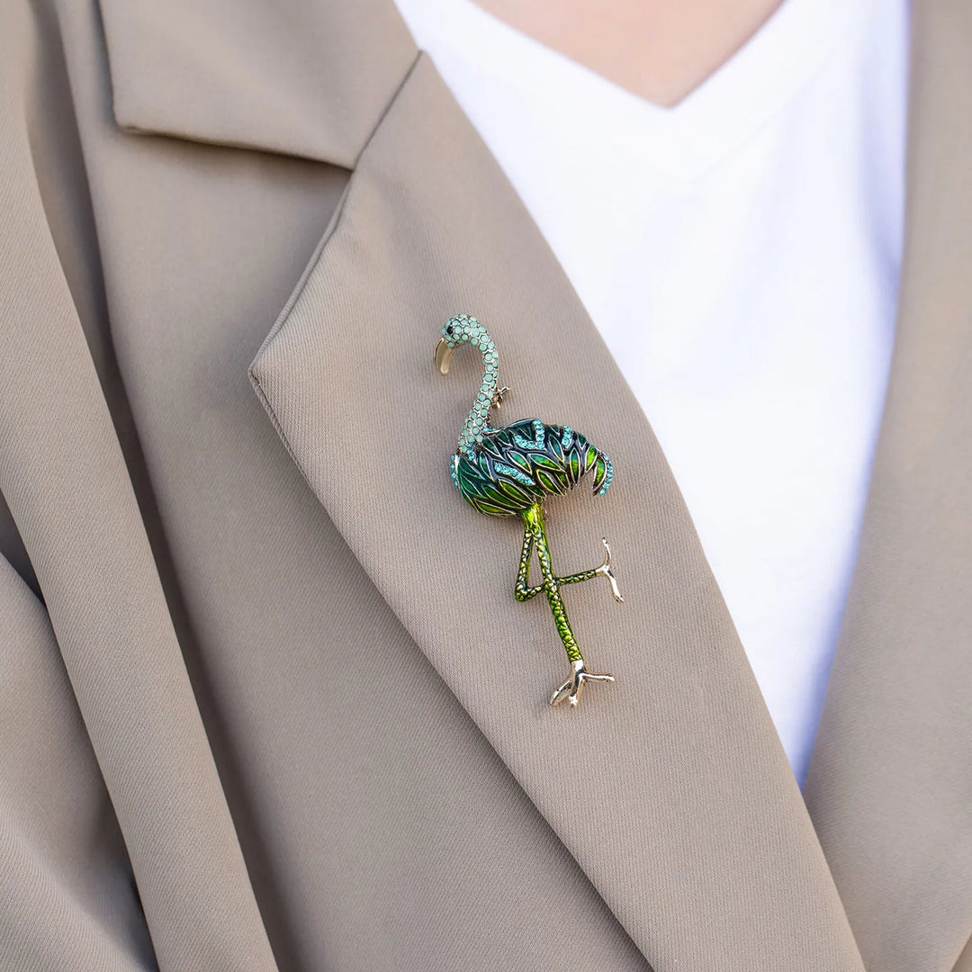 Flamingo Brooch Pin Cute Crystal Animal Lapel Pin for Women | Soria Jewelry