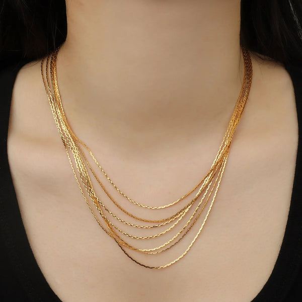 Gold Chain Necklace with Multi Layer Design for Women | Soria Jewelry