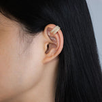 Load image into Gallery viewer, Gold Clip on Earrings with Four Row Pave Zircon Design for Women | Soria Jewelry
