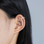 Load image into Gallery viewer, Gold Clip on Earrings with Double Row Pave Zircon Design for Women | Soria Jewelry
