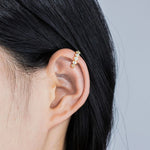 Load image into Gallery viewer, Gold Clip on Hoop Earrings with Chic Round Zirconia for Women | Soria Jewelry
