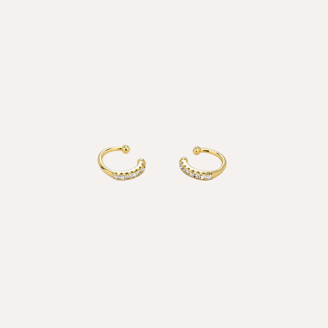 Gold Ear Cuffs Hoop Earrings with Sparkling CZ for Women | Soria Jewelry