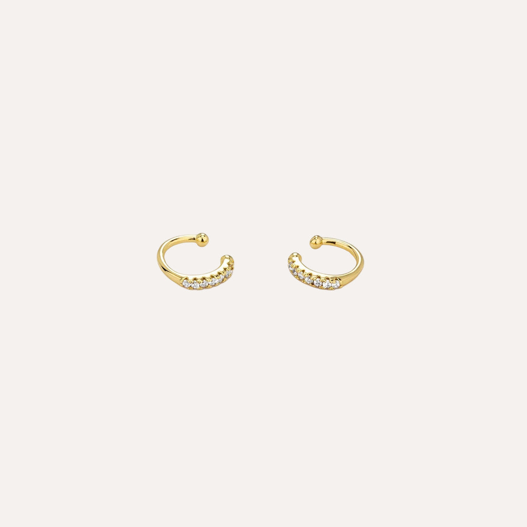 Gold Ear Cuffs Hoop Earrings with Sparkling CZ for Women | Soria Jewelry
