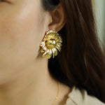 Load image into Gallery viewer, Floral Earrings with Gold Tone Charming Sunflower Design for Women | Soria Jewelry
