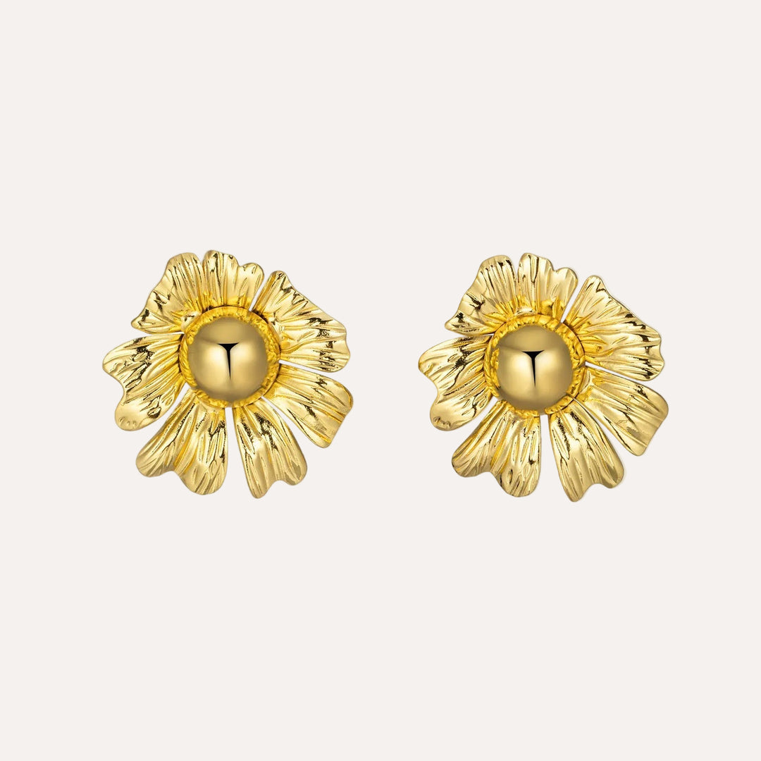 Floral Earrings with Gold Tone Charming Sunflower Design for Women | Soria Jewelry
