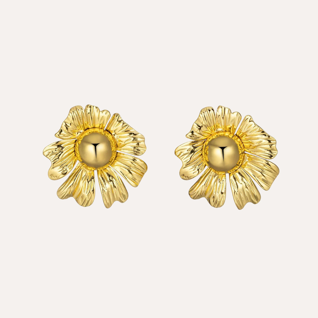Floral Earrings with Gold Tone Charming Sunflower Design for Women | Soria Jewelry