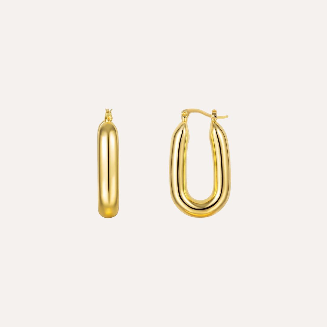 Gold Hoop Earrings Chunky Oval Design for Women | Soria Jewelry