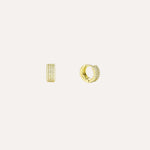 Load image into Gallery viewer, Gold Huggie Hoop Earrings with Dainty CZ Design for Women | Soria Jewelry
