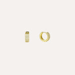 Load image into Gallery viewer, Gold Huggie Hoop Earrings with Dainty CZ Design for Women | Soria Jewelry
