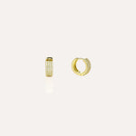 Load image into Gallery viewer, Gold Huggie Hoop Earrings with Dainty CZ Design for Women | Soria Jewelry

