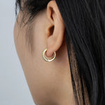 Load image into Gallery viewer, Gold Huggie Hoop Earrings with Dainty CZ Design for Women | Soria Jewelry
