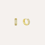 Load image into Gallery viewer, Gold Huggie Hoop Earrings with Dainty CZ Design for Women | Soria Jewelry
