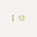 Load image into Gallery viewer, Gold Huggie Hoop Earrings with Dainty CZ Design for Women | Soria Jewelry
