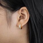 Load image into Gallery viewer, Gold Huggie Hoop Earrings with Dainty CZ Design for Women | Soria Jewelry
