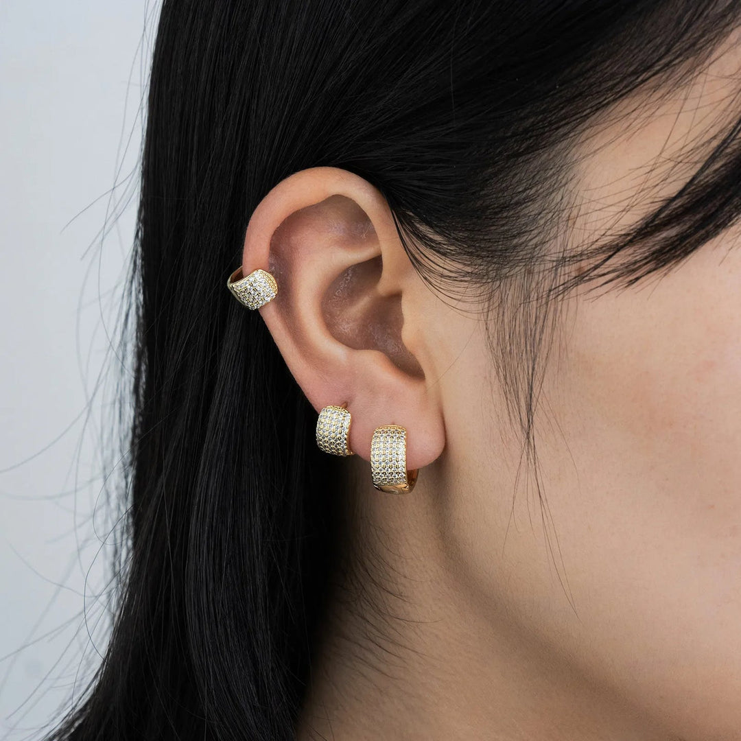 Gold Huggie Hoop Earrings for Women | Sparkle Zirconia Jewelry | Soria Jewelry