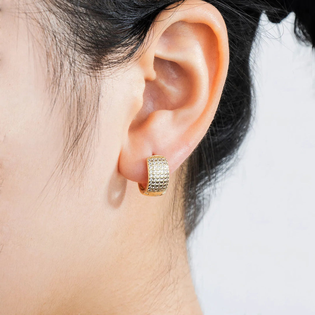 Gold Huggie Hoop Earrings for Women | Sparkle Zirconia Jewelry | Soria Jewelry