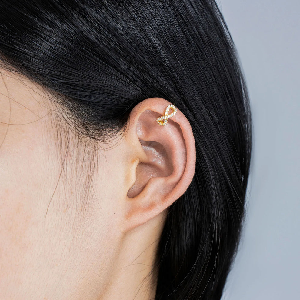 Gold Infinity Clip on Earrings with Sparkly CZ for Women | Soria Jewelry